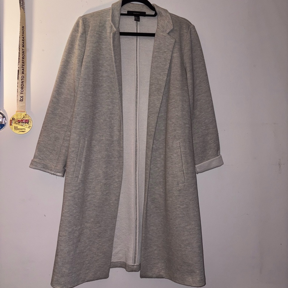 Light Gray Open Front Longline Coatigan